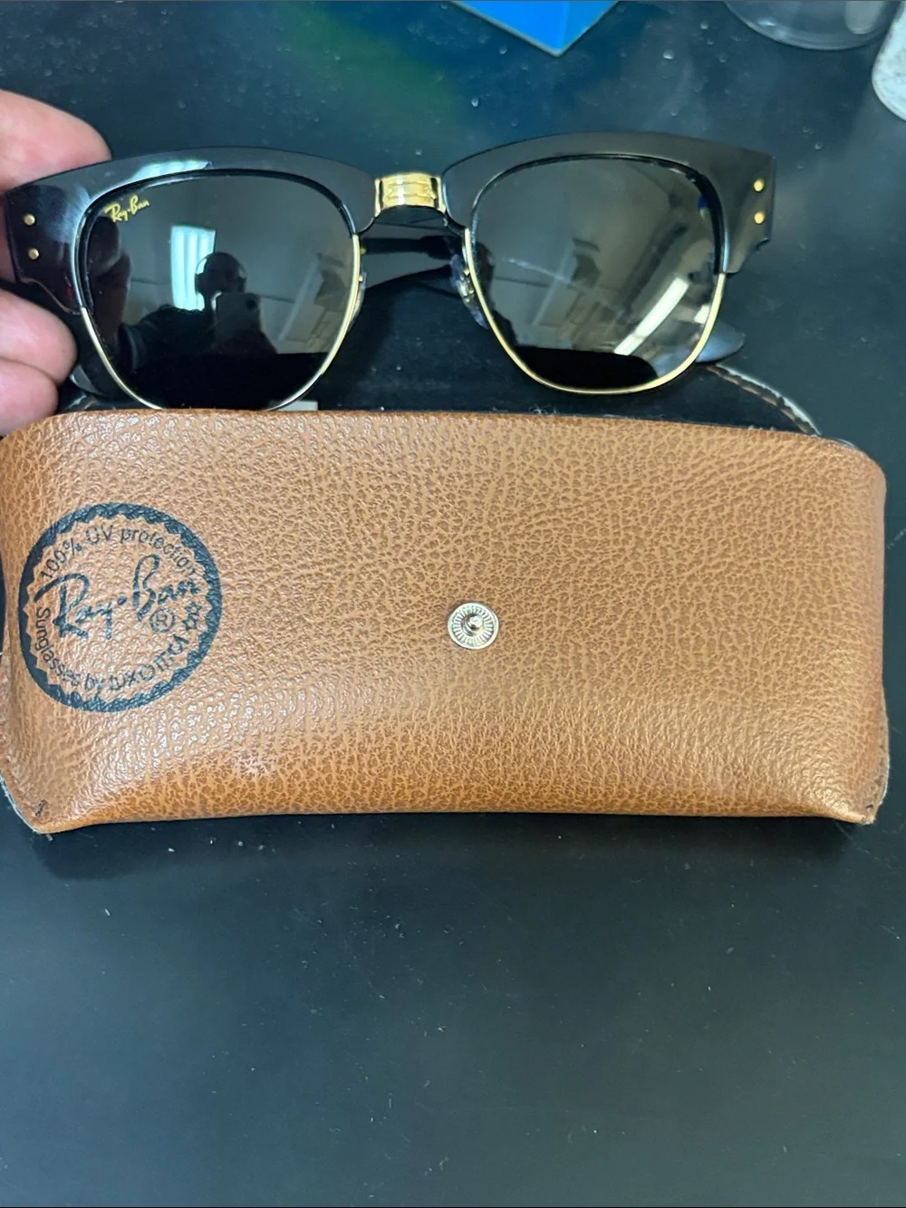 Ray-Ban Black & Gold Clubmaster Sunglasses for Men